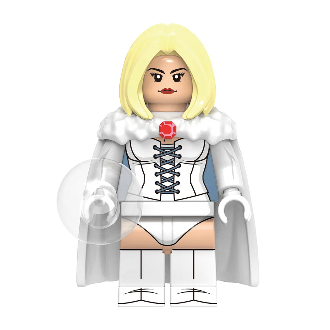 Superhero White Queen brick minifigure on white background