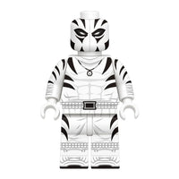 Superhero White Tiger brick minifigure on white background
