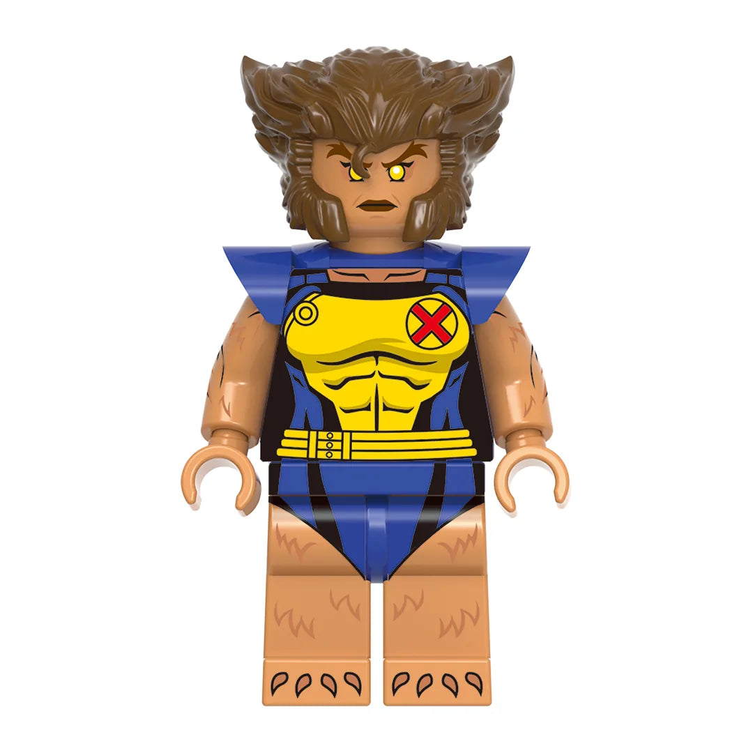 Superhero Wolfsbane brick minifigure on white background