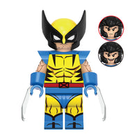 Superhero Wolverine brick minifigure on white background